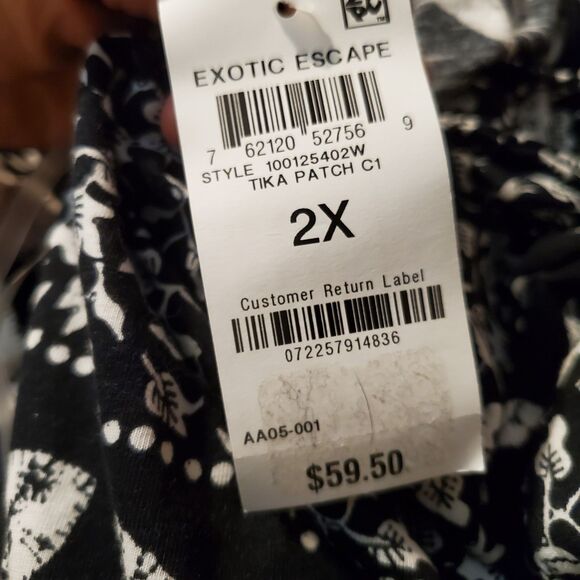 I-N-C Black & White Sleeveless Tank Top with Gathered Waist   Plus Size 2X NWT - Picture 5 of 7